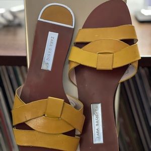 Used Mustard yellow Zara collection flat sandals.